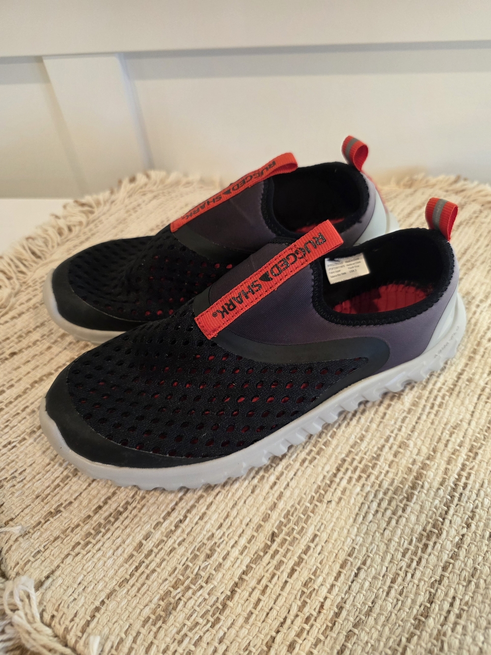 Rugged Shark Kids 2Y Water Shoes Slip-On - Black & Red